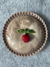 Vintage Hand Painted Ceramic Apple Pie Dish/Keeper With Lid  picture