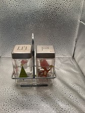 Vintage Christmas Glass Salt & Pepper Shakers Rudolph Santa Tree picture