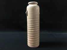 T1091 Vintage Japanese Pottery Cylindrical Flower Vase Kabin Poem Zen picture