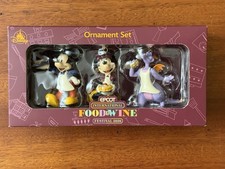Disney Parks Epcot Food & Wine Christmas Ornament Mickey Minnie Figment Set Of 3 picture