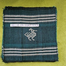 Vtg Set 6 Rare Handwoven Guatamalan Cocktail Napkins Exotic Stitched Servilletas picture