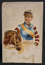 1891 N194 Wm S Kimball & Co Household Pets Tobacco Card Pet Pony Jockey Vintage picture