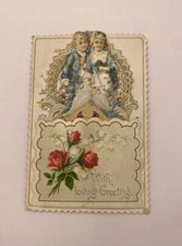 Antique German Valentine 1920s Card Couple Honeycomb picture