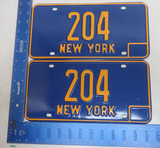 New York License Plate 1966 - 1973 66 73 Pair NY Three Digit Low Number 204 picture