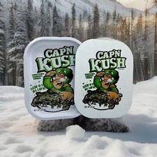 Cap'n Kush White Premium Metal Rolling Tray With Magnetic Lid 7 x 5 INCH picture