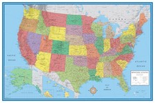 Huge 48x78 Laminated USA Wall Map Mega Dry Erase Durable Educational Business... picture