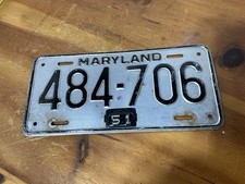 1948 MARYLAND LICENSE PLATE with 1951 TAB Year 484-706 VINTAGE Aluminum picture