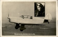 English Woman Pilot Amy Johnson Percival Gull Six c1936 RPPC Vintage Postcard picture