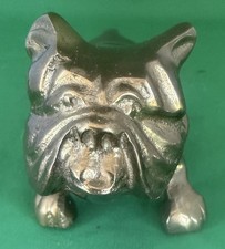 Solid Brass English Bulldog Desk Paperweight Figurine 4” Statue Heavy Vtg picture