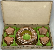 Vintage Mirro Finest Copper Tone Mold Set Of 5 Christmas Wall Plaques USA Made picture