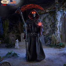 7.5 FT Grave & Bones Animated LED Soul Stealing Reaper picture