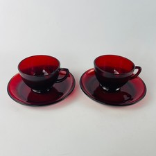 Anchor Hocking Royal Ruby 4 oz Cup and Saucer Set of 2 picture