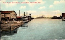 Postcard Waterfront View from Market Street Bridge facing East DE Delaware G-193 picture