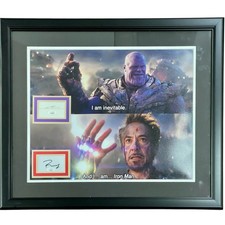 Robert Downey Jr And Josh Brolin Autographed Avengers Endgame Snap Deluxe Framed picture
