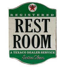 Texaco Restroom Embossed Metal Sign - Vintage Small, Green picture