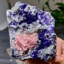 190G Natural rhodochrosite with purple fluorite crystal mineral specimen picture