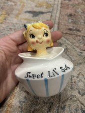 Lefton Sweet Lil' Sug’ Pixieware 1425 MCM Holt Howard Blue White Spoon picture