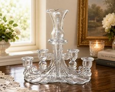Cambridge Caprice Crystal Epergne 5 Light Candelabra w/ 2 Vase Inserts Complete picture