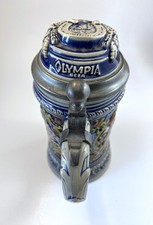 1988 Gerz Olympia Beer Tavern Scene Stein Pewter Lid West Germany W19 OL088 picture