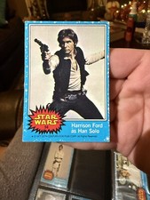 Star Wars Series 1 (Blue) Topps 1977 Trading Card #58 Harrison Ford as Han Solo picture