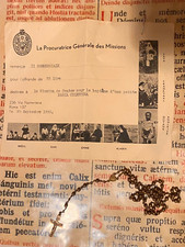 NICE RELIC Missions : holy rosary with handwritten document - early 1900's  picture