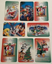 8 Vintage Loony Tunes Christmas Puzzle Post Cards - Bugs, Tweety, Taz & More 🎄 picture