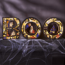 Giftcraft Halloween BOO Wood Light Up Letters 3D Cutout LED Holiday Huge picture