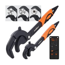 HORUSDY Heavy Duty Pipe Wrench Set, 10” and 15” Self-Adjusting Pipe picture