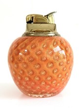 Vintage Murano Glass Table Cigarette Lighter, Alfredo Barbini Orange Gold Flecks picture