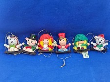 Vtg Lot 6 Jasco Tree Swings Wooden Ornaments Bear Pig Soldier Girl Doll Taiwan picture