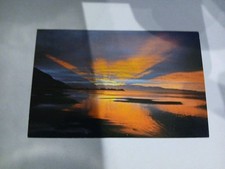 The Fantastic Sunset Over  The Great Salt Lake Utah Vintage Postcard picture