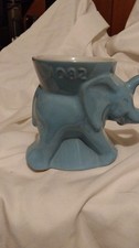 Frankoma Blue Ceramic Figural Elephant Mug Animals & Dinosaurs picture