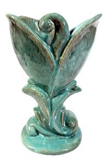 Vintage Mid Century Gonder Pottery Vase Green Brown 8.5” H Cottagecore picture