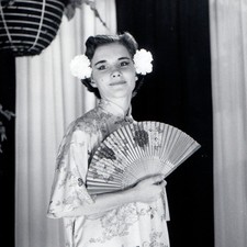 c1950s Tulsa, OK KOTV TV Station Studio Hostess Asian Robe Fan 10