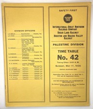 1936 International Great Northern Railroad ETT Timetable 42 Palestine Texas I-GN picture