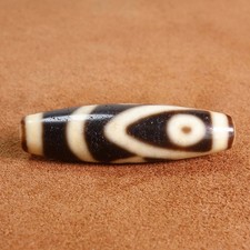 Magical Energy Tibetan Old Agate Dzi Bead 5 Eyed Amulet Pendant 44×13mm #9135 picture