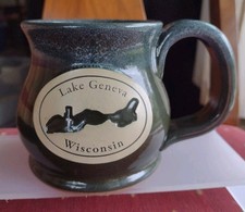 Lake Geneva Wisconsin Sunset Hill Stoneware Green & Bluish Gray Mug picture
