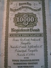 SLING'S 🪙$10,000  1918 State of New York - Loan For Highway Improvement picture