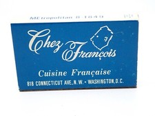 Chez Francois restaurant Matchbook Washington DC and matches admatch picture