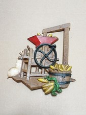 1978 Homeco Metal Farmhouse Wall Decor - Corn Sheller with Corn - Painted Metal picture