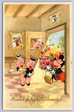 K59/ Walt Disney Postcard c1950-60s Mickey Mouse Three Little Pigs Belgium 326 picture