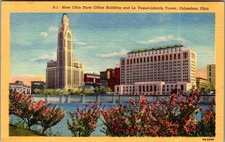 1930s Linen Postcard Le Veque-Lincoln Tower Ohio State Office Bldg Columbus OH picture