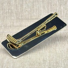 Brass Golf Club Paper Clip Memo Holder Paperweight Desk Accessory Vintage in Box picture