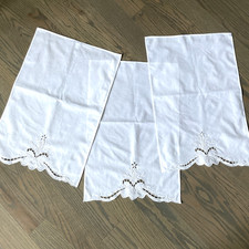 Vintage Ann’s Lot Set of 3 White 100% Cotton Cut Work Guest Hand Towels picture