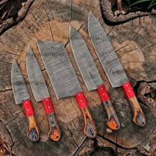 Custom Handmade HAND FORGED DAMASCUS STEEL CHEF KNIFE Set Kitchen Knives Set picture