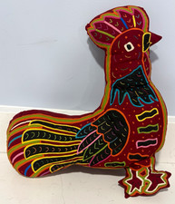 Vintage Kuna Mola Rooster Pillow Panama Folk Art Hand Stitched Textile picture