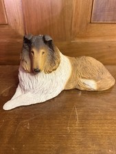 Vintage 1984 Sandicast Collie Dog Sculpture Signed Sandra Brue USA picture