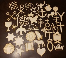 Wood Chrismon Christmas Ornaments set of 38 - 4
