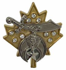 Canadian Maple Leaf Canada Zuhrah Shrine Masonic Shriner Masons Enamel Hat Pin picture