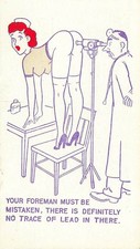 VTG Laff Mechanic Card Risque Humor Cartoon Pin Up Heels Stockings Butt Tracy CA picture